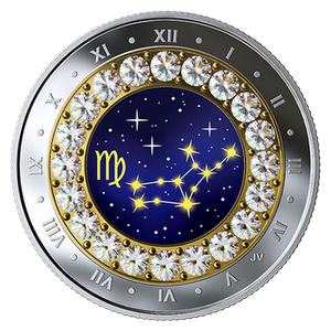 2019 Дева: Zodiac Series - Чистая серебряная монета с кристаллами Swarovski