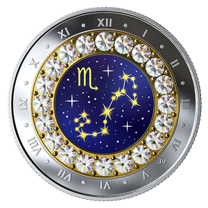2019 Скорпион: Zodiac Series - Чистая серебряная монета с кристаллами Swarovski